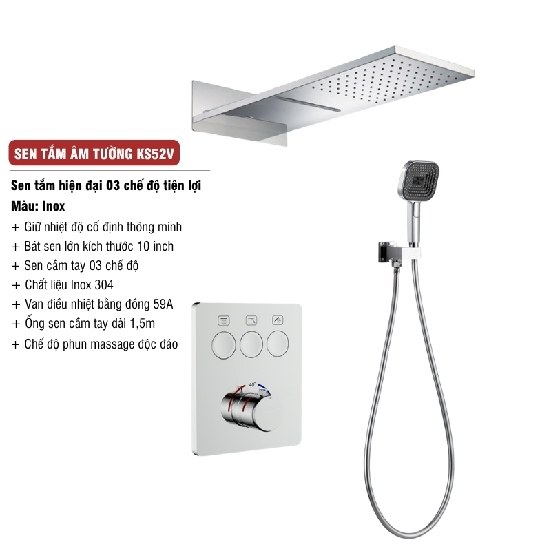 Sen Tắm Âm Tường KS52V 03 Chế Độ - Ảnh 3